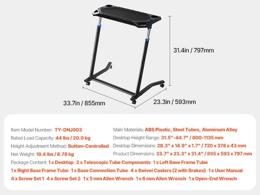 SucceBuy Cycling Desk Foldable Multifunctional Bike Trainer And Treadmill Desk