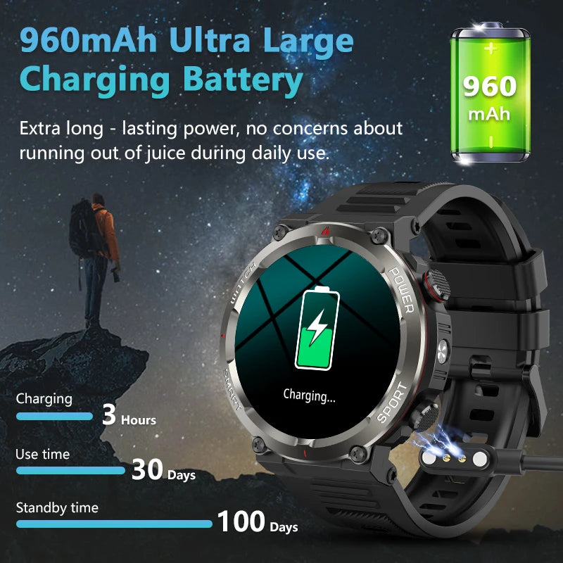 SOPZTENI W50 Pro Outdoor Smart Watch With Flashlight