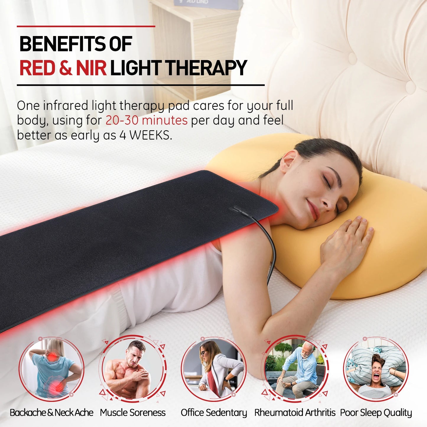 Astarexin Red Light Therapy Heating Pad for Body Pain Relief Near Infrared