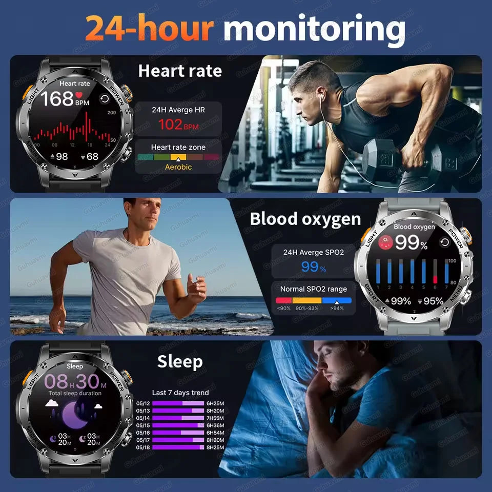 Outdoor Sports Smart Watch With Bluetooth Calling For Health Monitoring