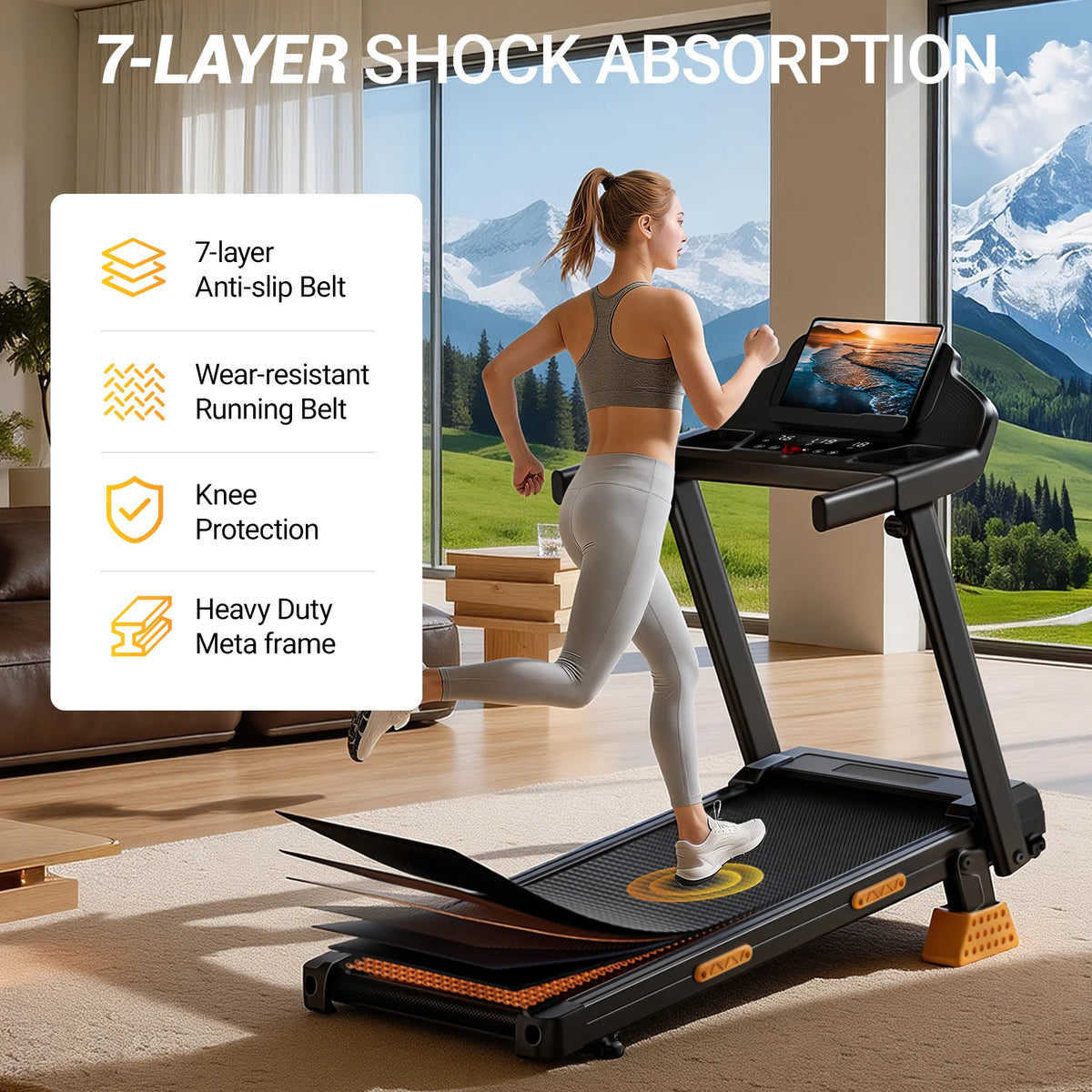 Robore Foldable Electric Incline Treadmill For Home Use