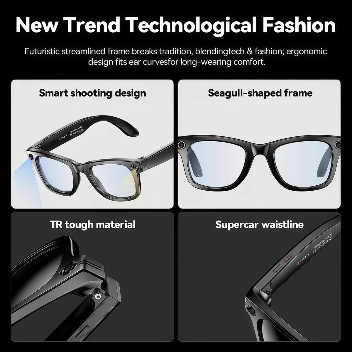 Giinova AI Smart Video Glasses With 8MP Camera And Bluetooth