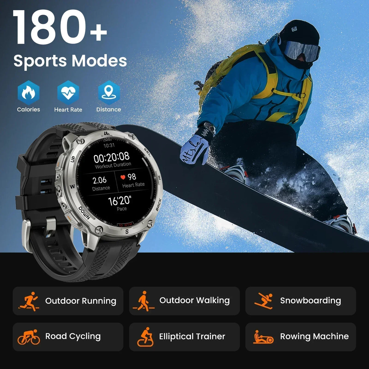 Kospet Tank T4 Rugged Smartwatch With GPS And Heart Rate Sensor
