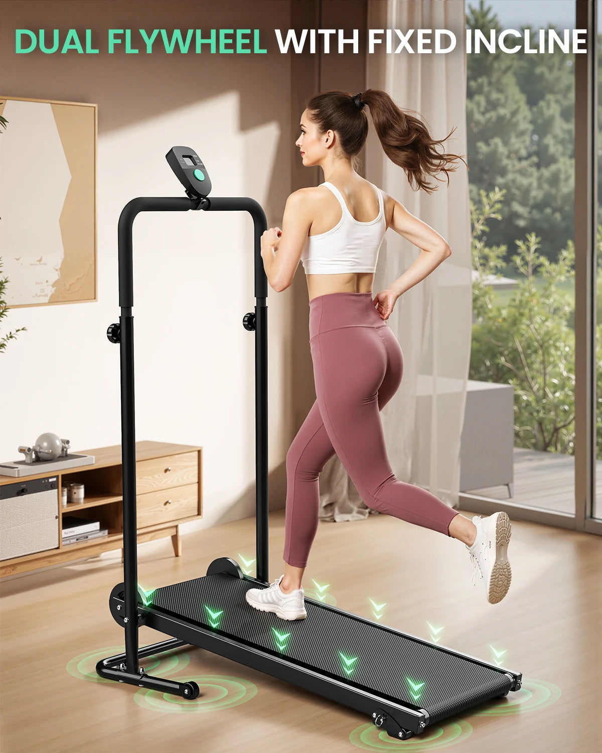 Akluer Mechanical Treadmill With Lcd Monitor And Adjustable Incline