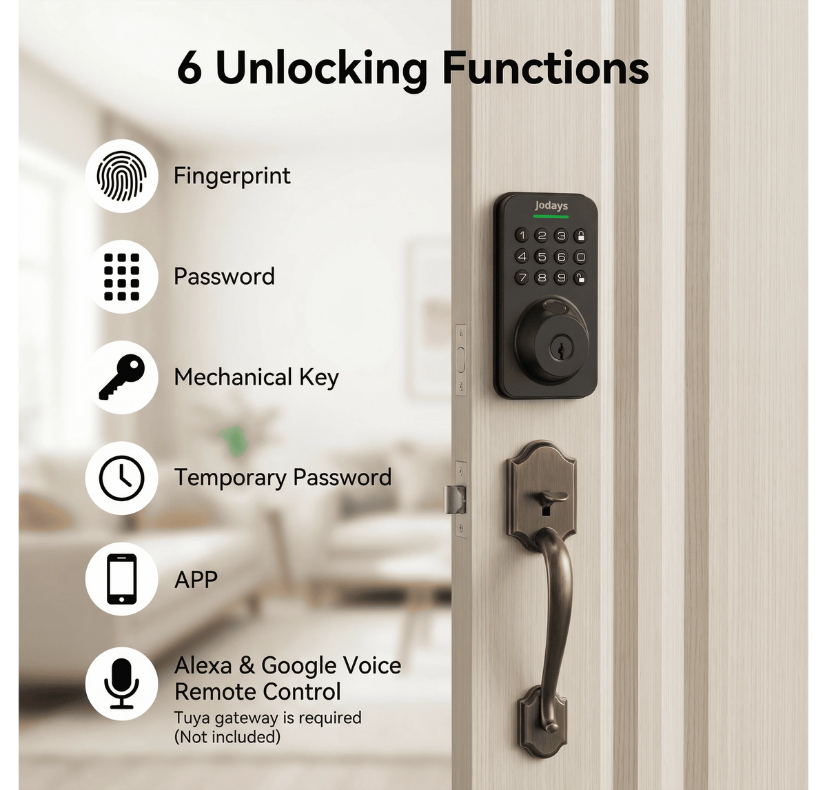 Jodays Smart Deadbolt Lock With Bluetooth And Fingerprint Access