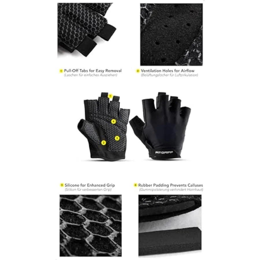 Padded Fingerless Workout Gloves For Gym Training And Weightlifting