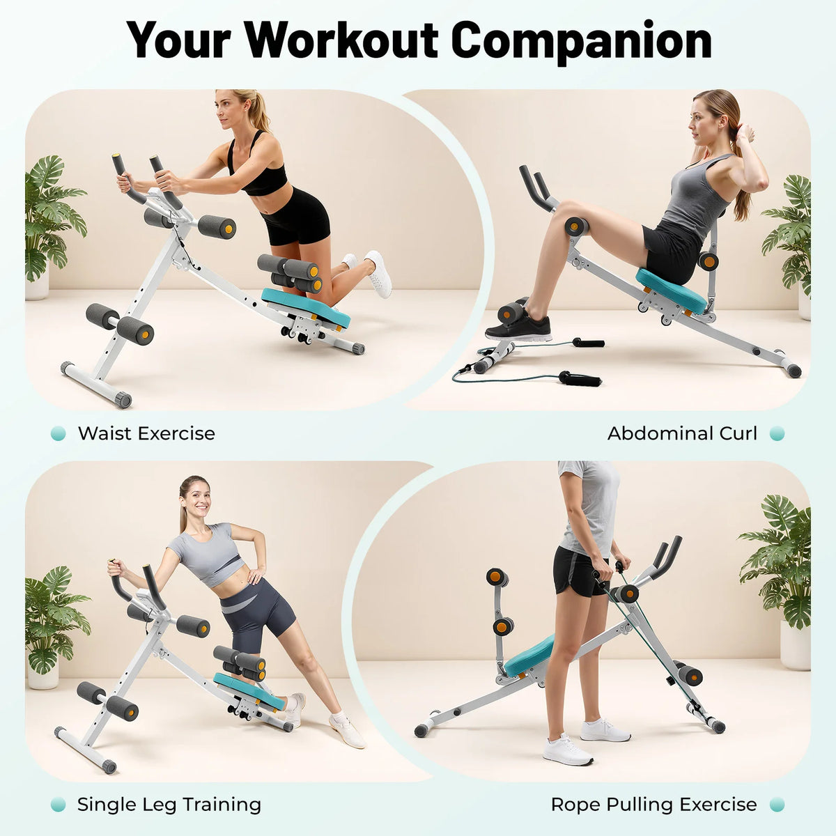Adjustable Ab Machine With Resistance Bands And LCD Core Trainer