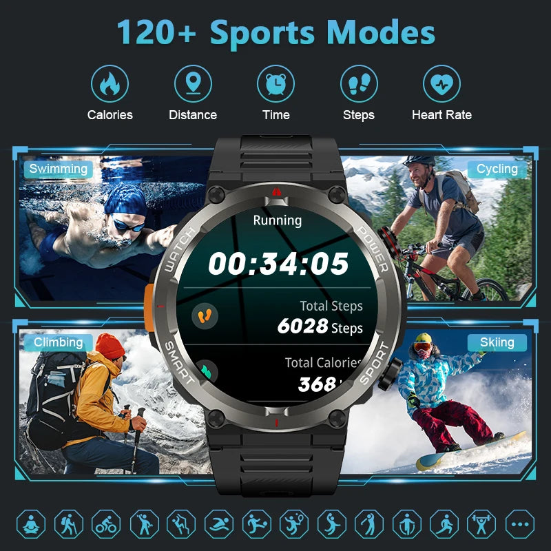 SOPZTENI W50 Pro Outdoor Smart Watch With Flashlight