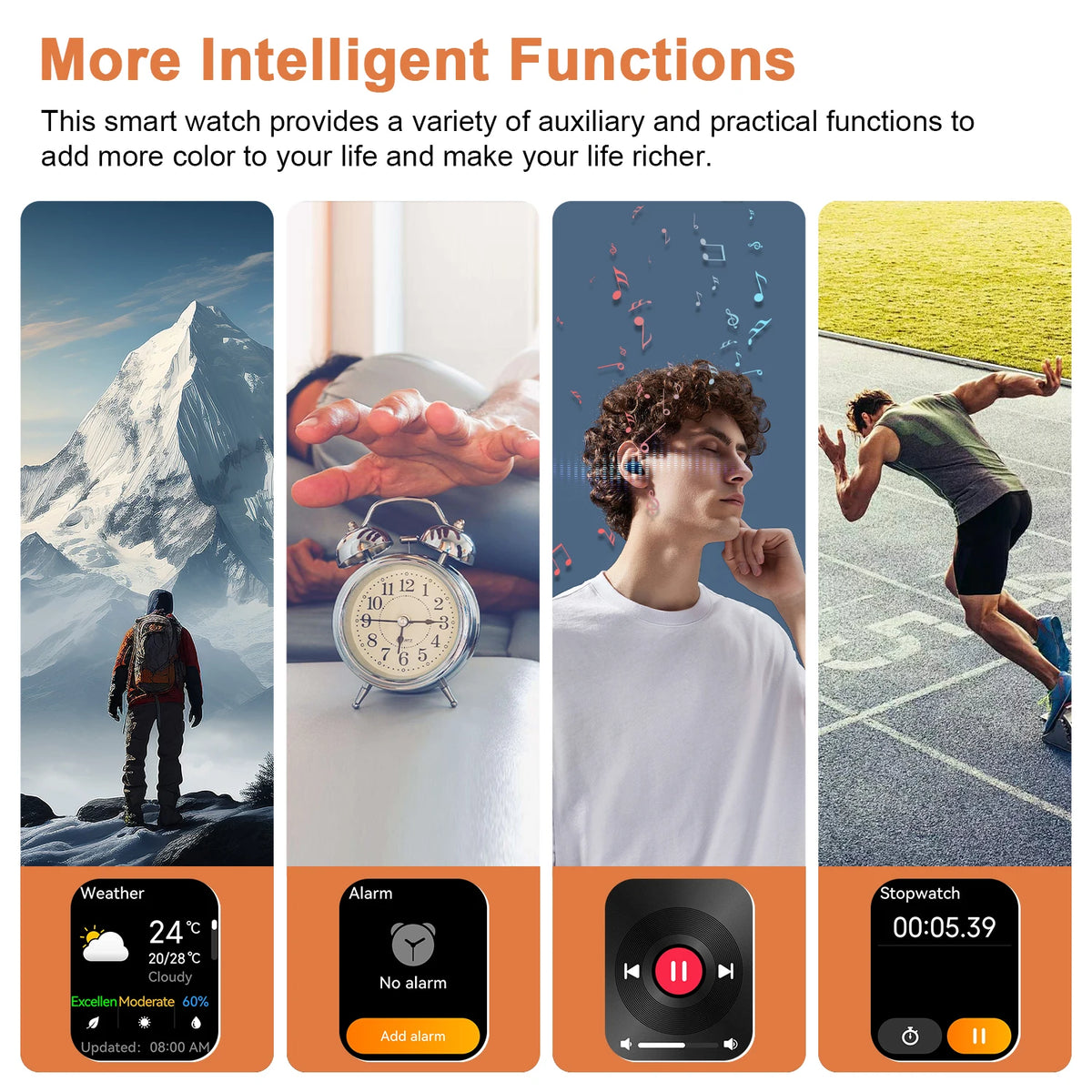 Sopzteni Waterproof Smartwatch With Emergency Light And Bluetooth