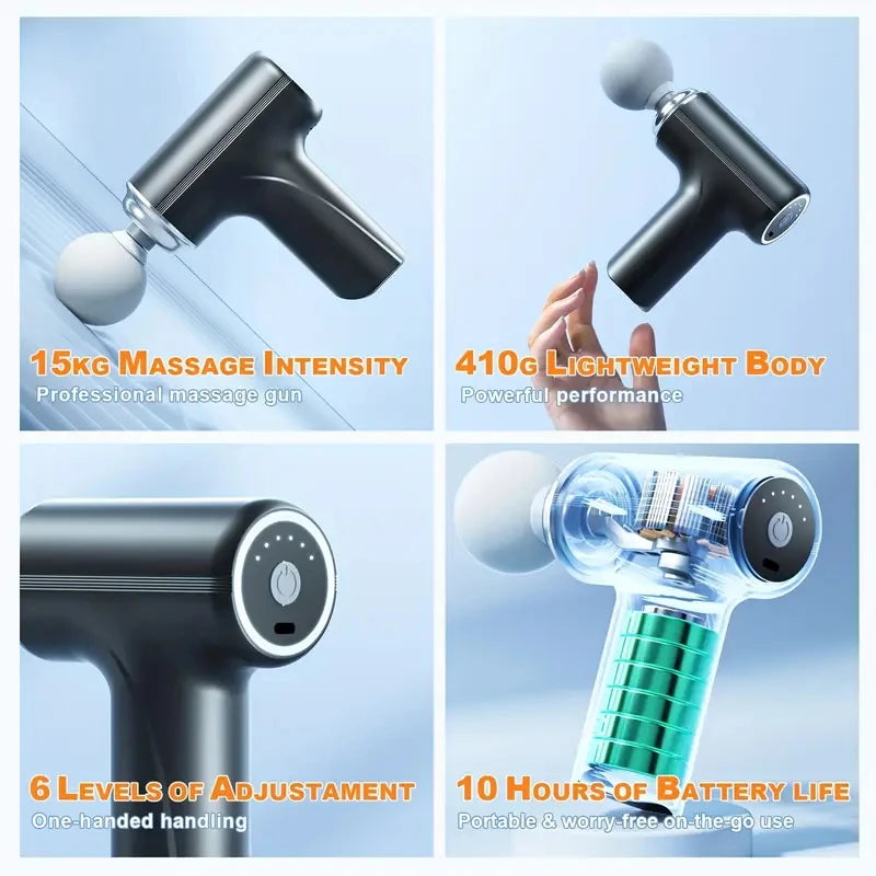 Portable Electric Massage Gun With 4 Heads And 6 Speeds