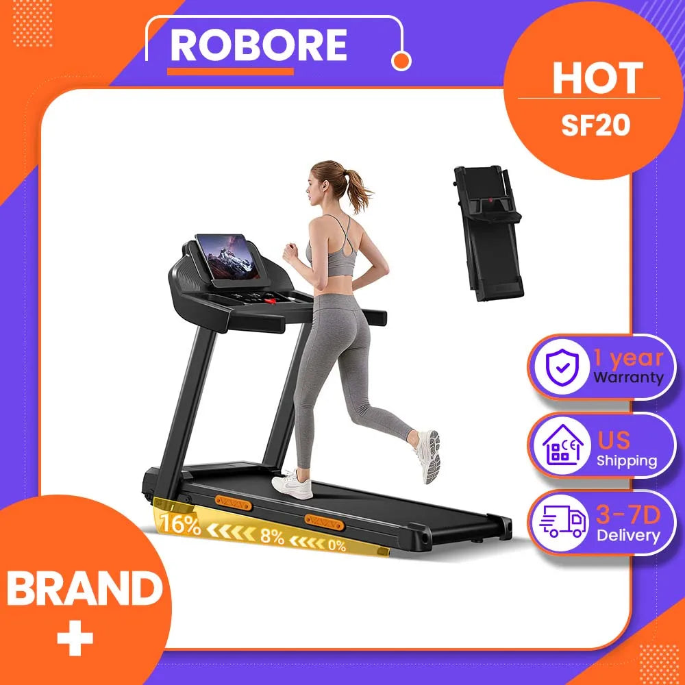 Robore Foldable Electric Incline Treadmill For Home Use