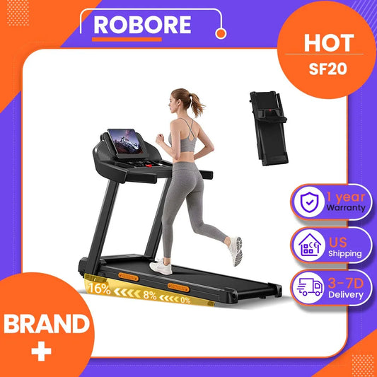 Robore Foldable Electric Incline Treadmill For Home Use