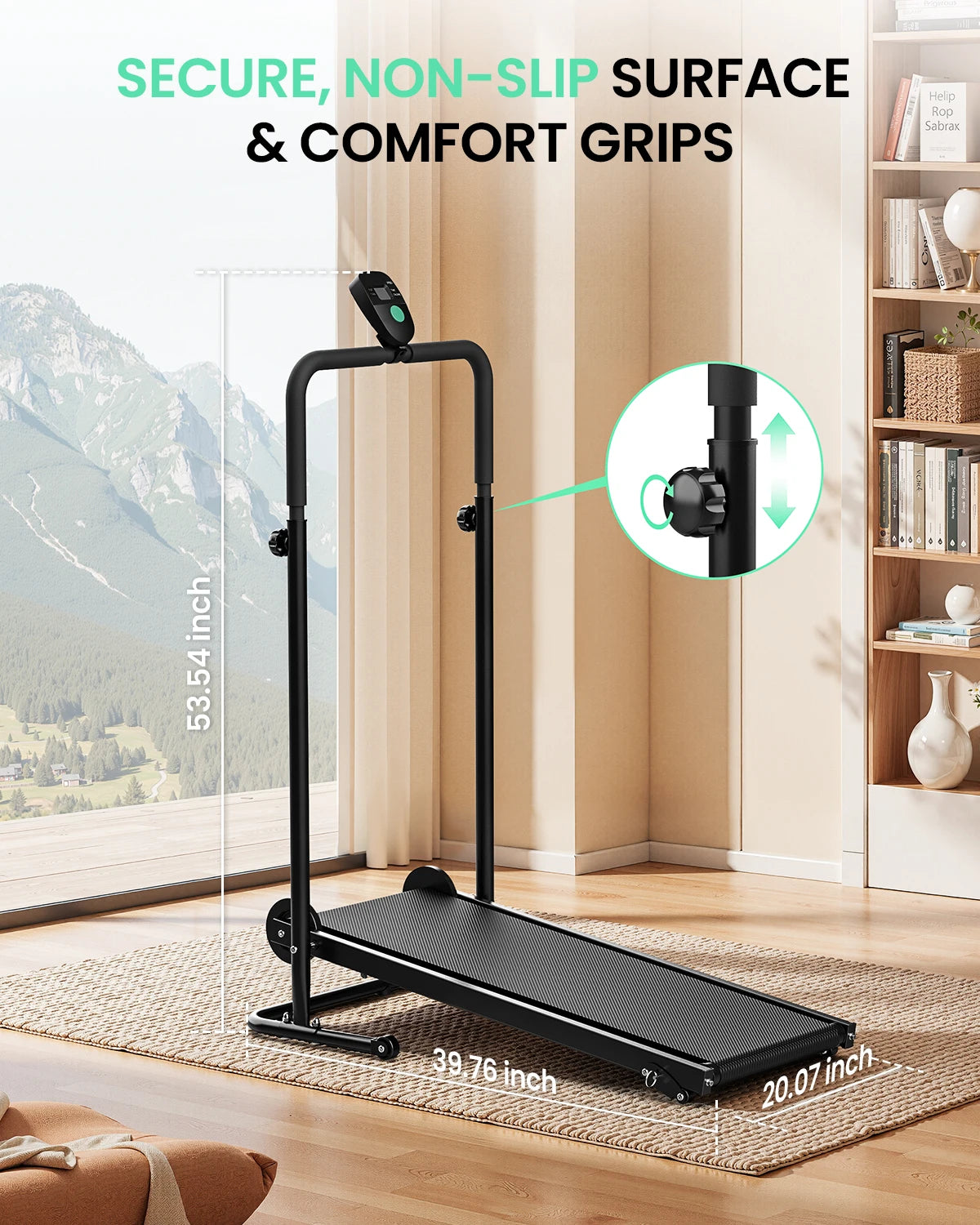 Akluer Mechanical Treadmill With Lcd Monitor And Adjustable Incline