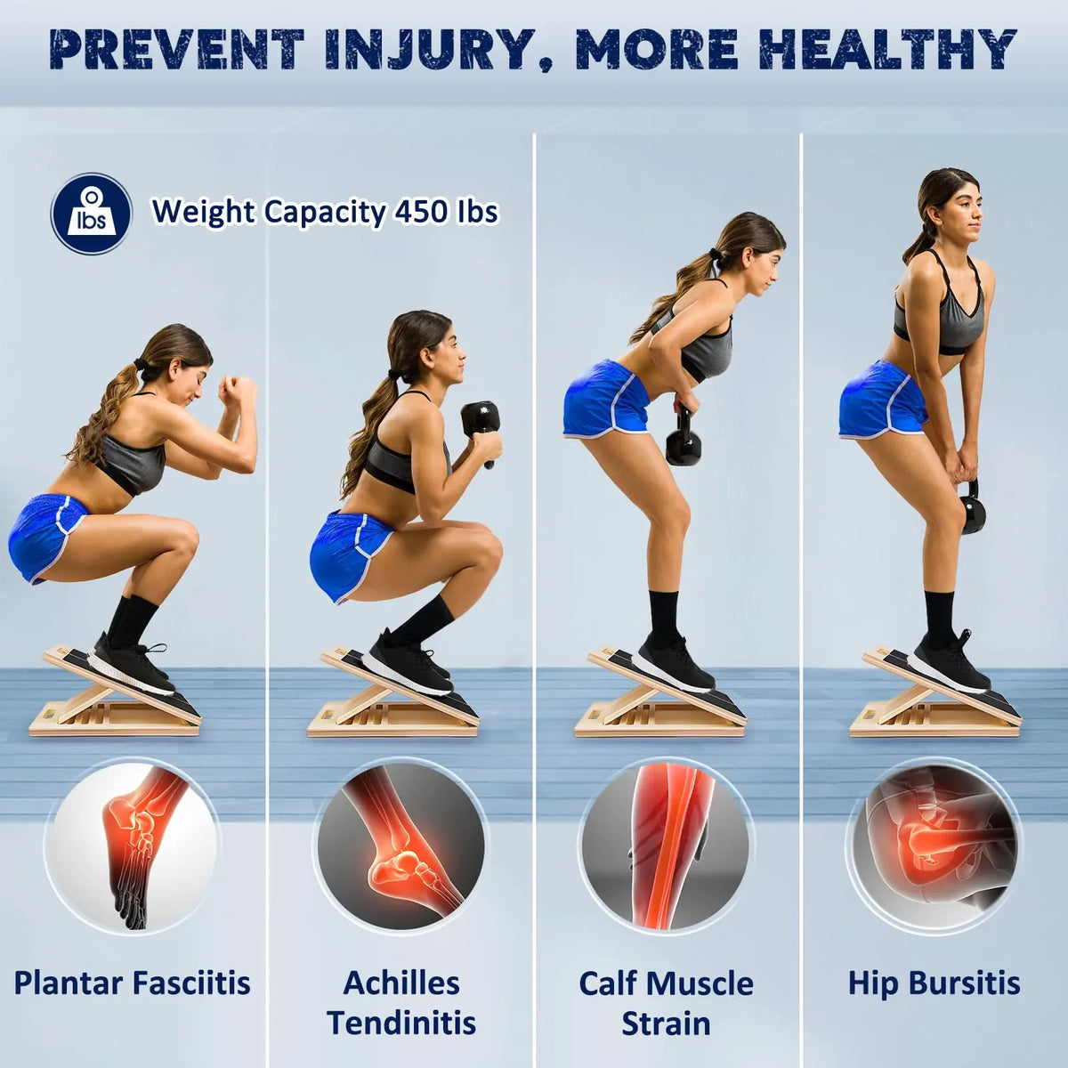 Wooden Balance Board And Calf Stretcher With Adjustable Incline