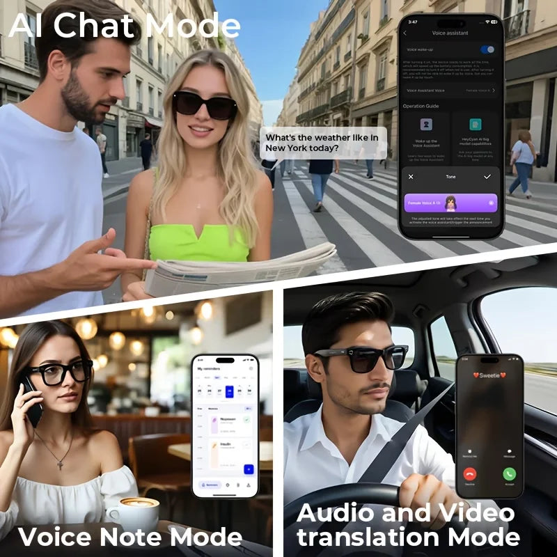 Giinova AI Smart Video Glasses With 8MP Camera And Bluetooth