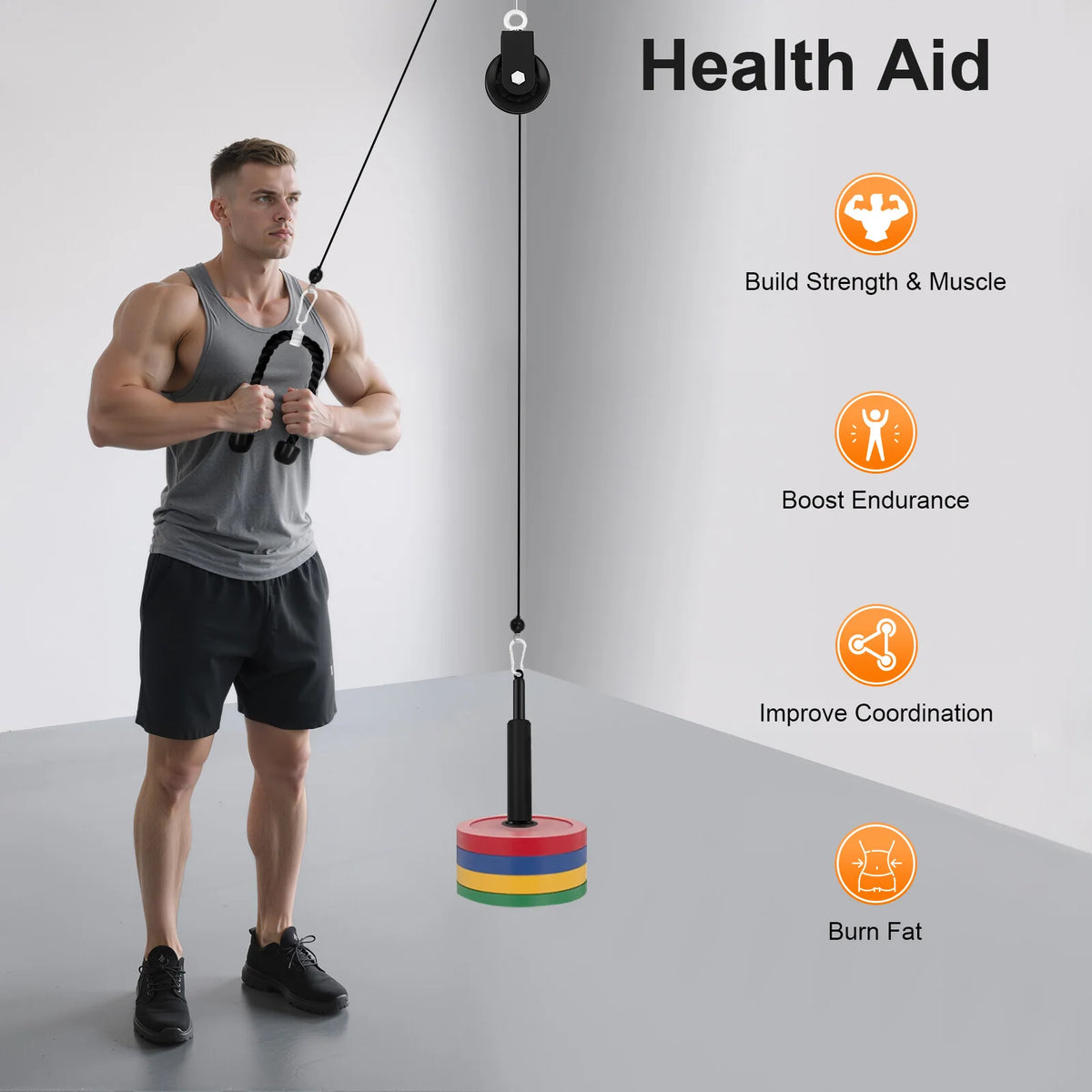 Professional Home Gym Cable Pulley System With Safety Ropes