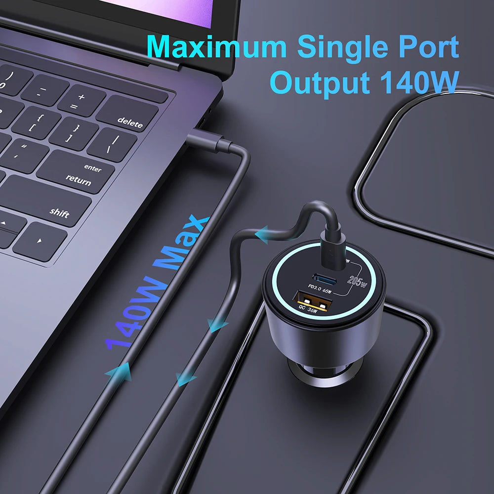 Ubigbuy Dual Usb C Car Charger 140W PD3.1 Fast Charging