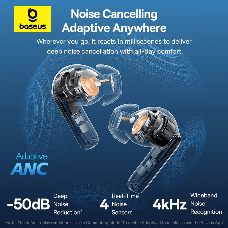 Baseus Bass BP1 Pro Wireless Earbuds Featuring Active Noise Cancellation