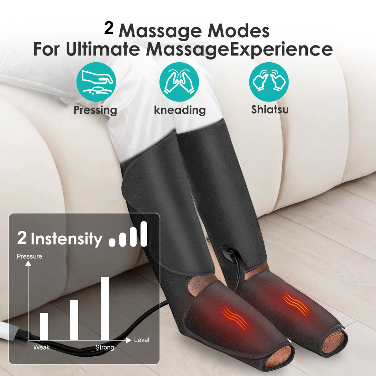 Sejoy Leg Air Compression Massager Featuring Foot Heat Controls