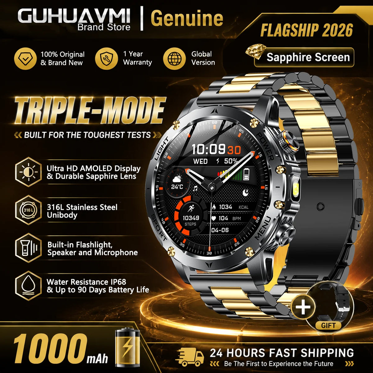 Outdoor Sports Smart Watch With Bluetooth Calling For Health Monitoring