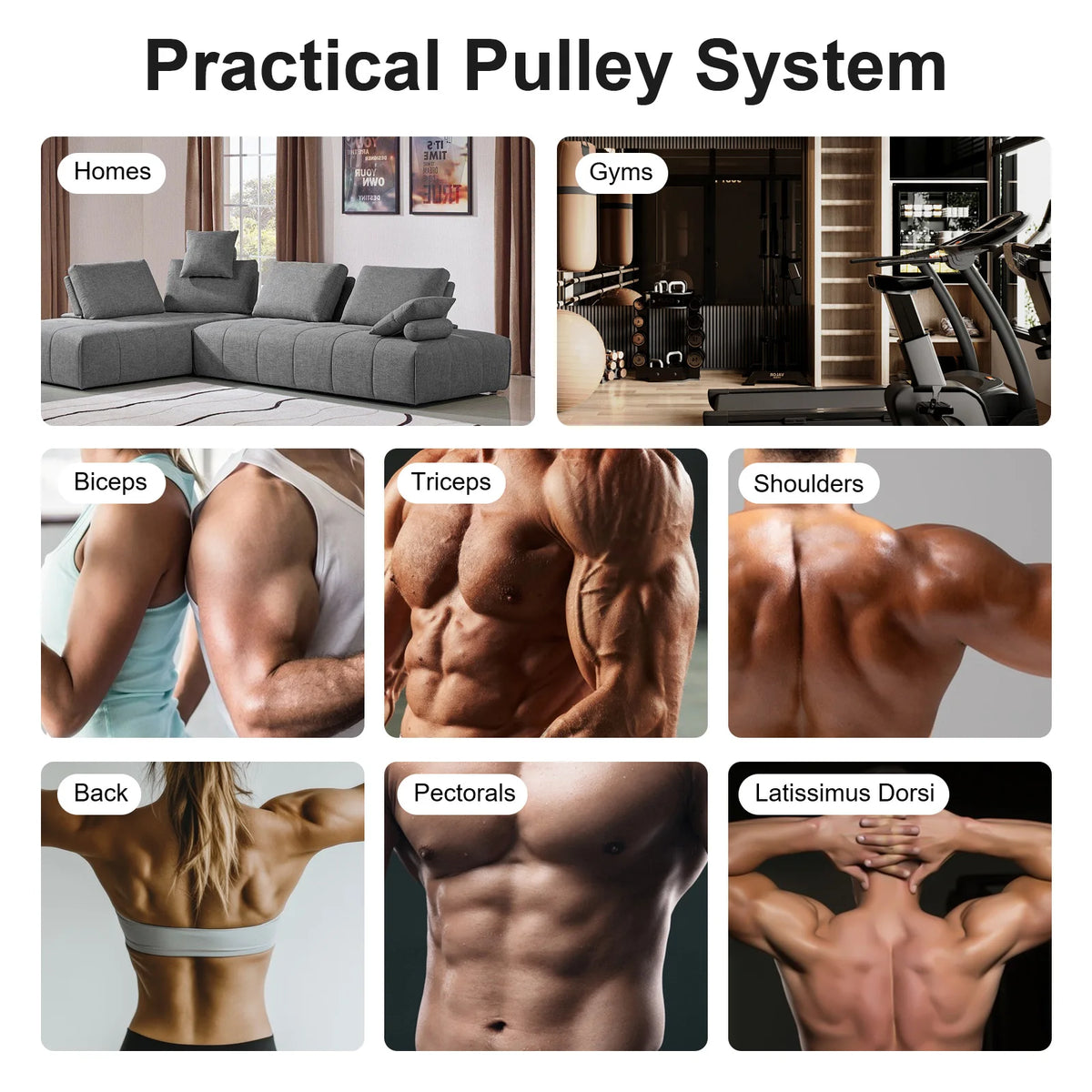 Professional Home Gym Cable Pulley System With Safety Ropes