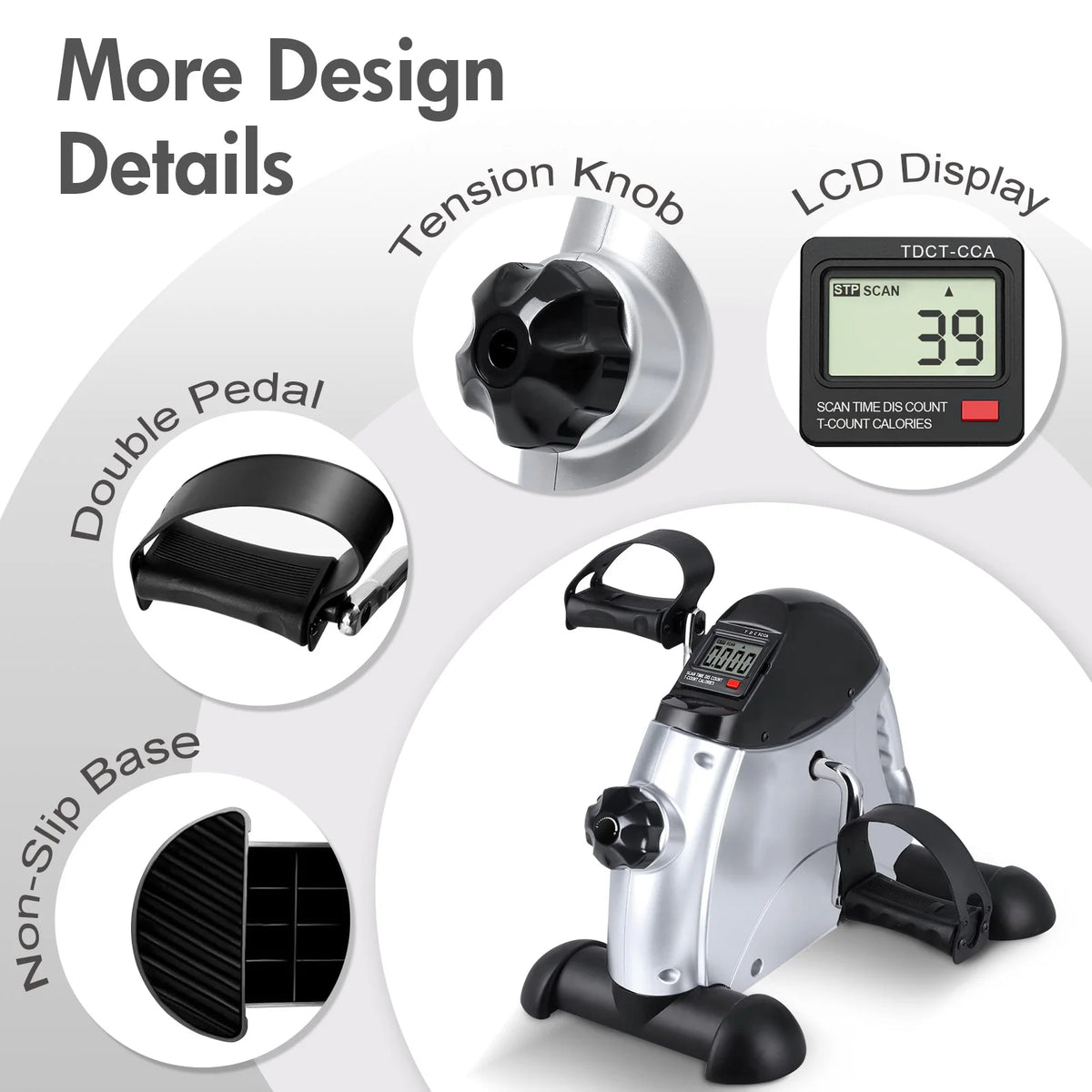 Mini Under Desk Pedal Exerciser Bike Digital Display