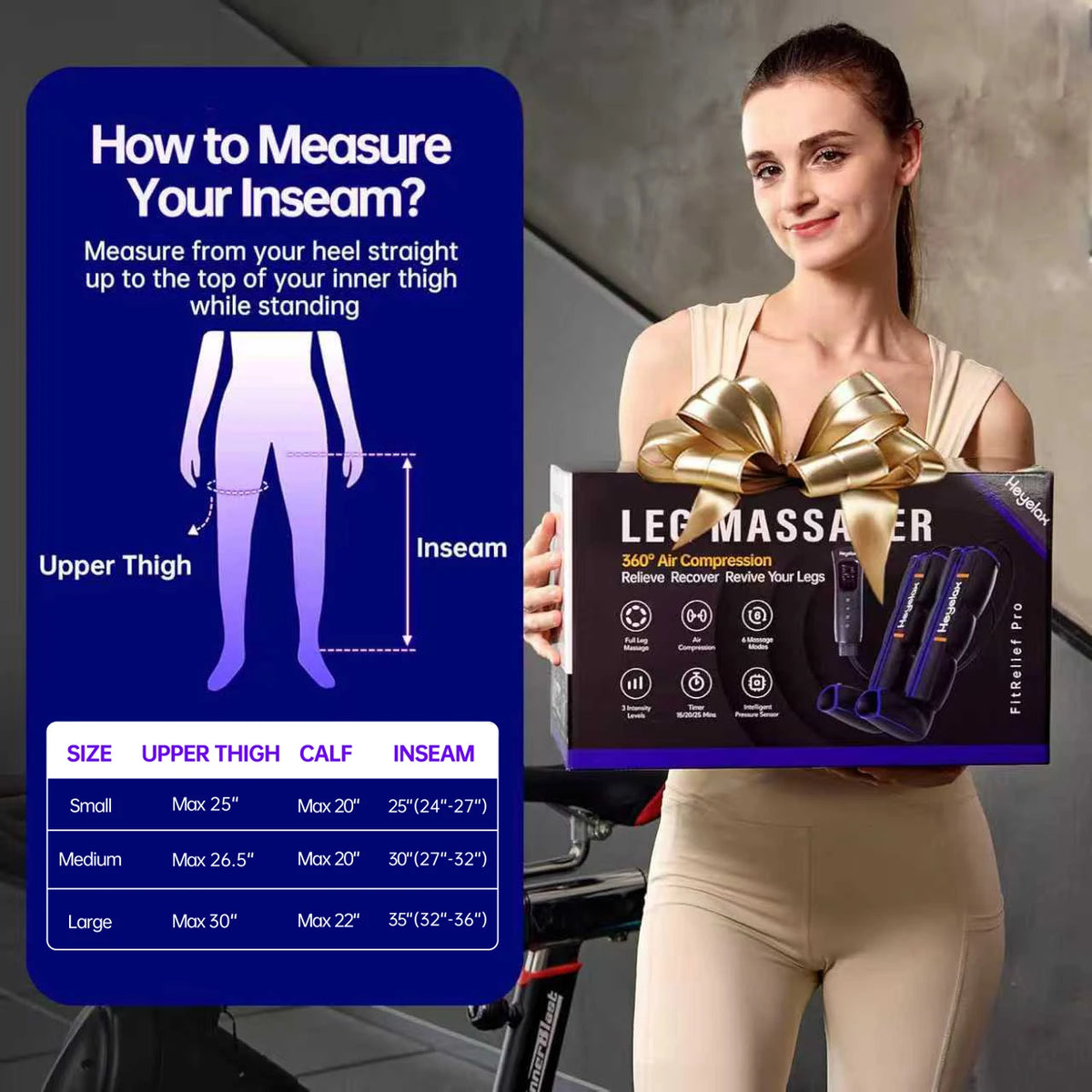 Heyelax Leg Compression Massager For Pain Relief And Muscle Recovery