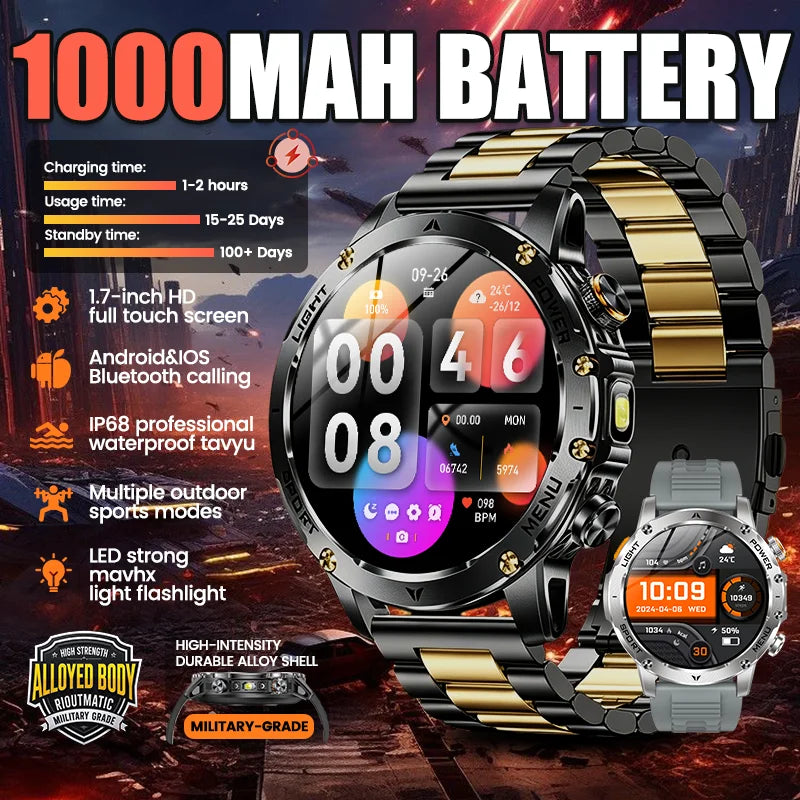Outdoor Sports Smart Watch With Bluetooth Calling For Health Monitoring