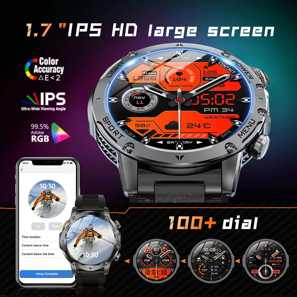Outdoor Sports Smart Watch With Bluetooth Calling For Health Monitoring