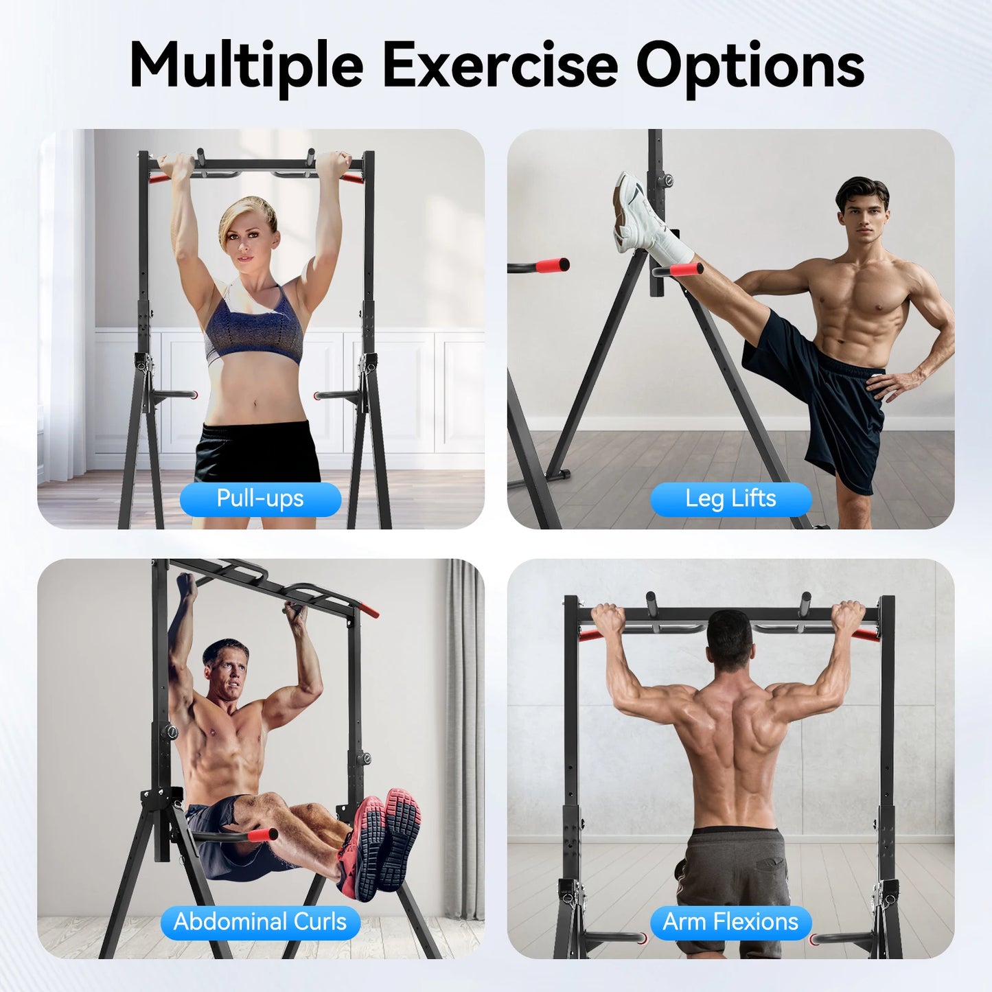 Foldable Adjustable Pull Up Bar 200kg Load With Parallel Bars
