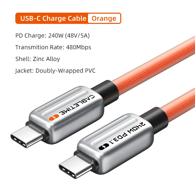 CABLETIME High Speed 240W Fast Charging USB C Cable