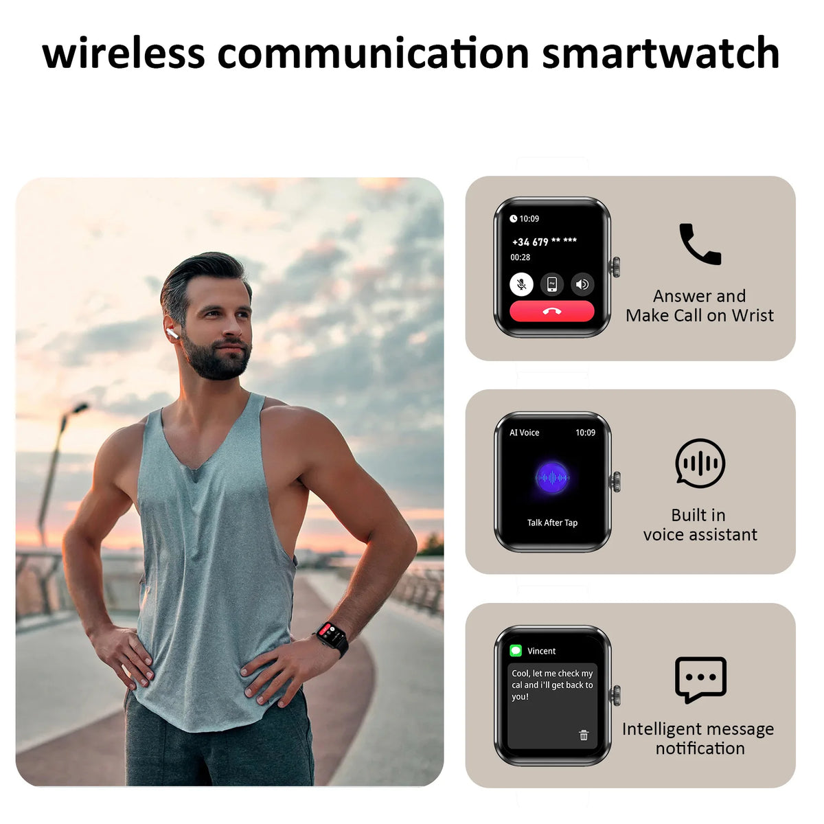 Bluetooth Call Smart Watch Featuring Fitness Tracking And Heart Rate Monitor