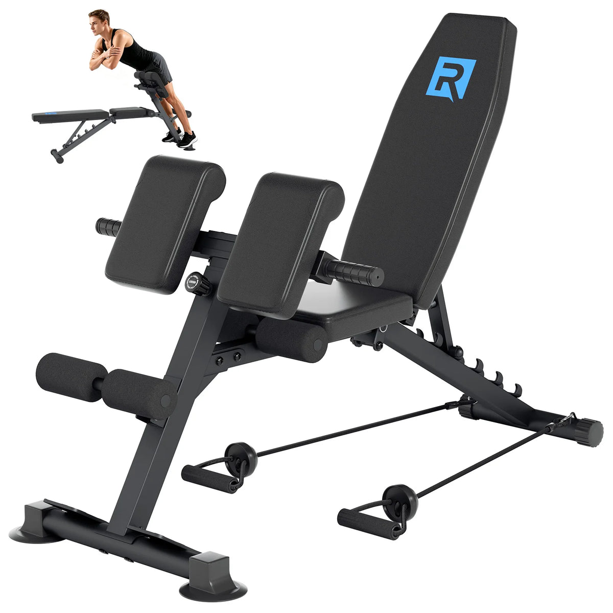 Adjustable Roman Chair Hyperextension Bench With Bands And Steel Frame