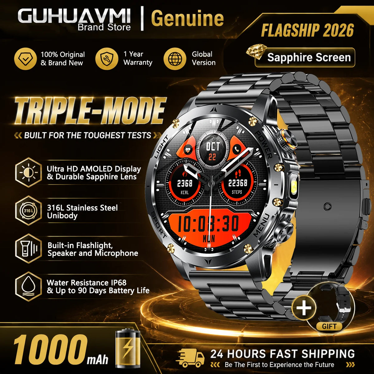 Outdoor Sports Smart Watch With Bluetooth Calling For Health Monitoring