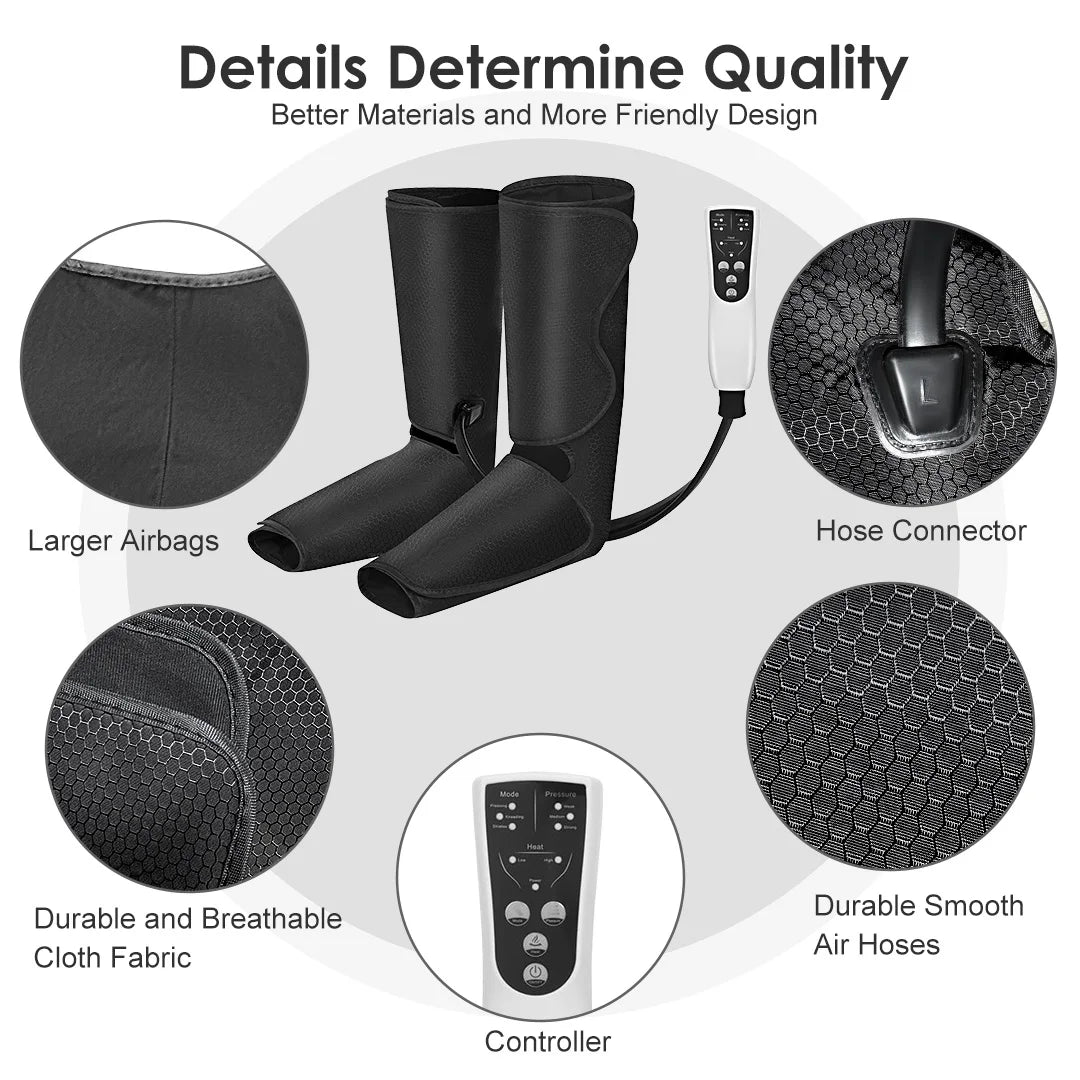 Sejoy Leg Air Compression Massager Featuring Foot Heat Controls