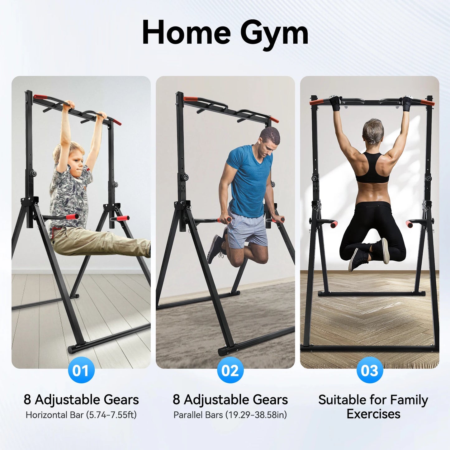 Foldable Adjustable Pull Up Bar 200kg Load With Parallel Bars